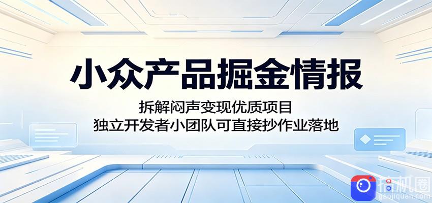 小众产品掘金情报：拆解闷声变现优质项目，独立开发者小团队可直接抄作业落地