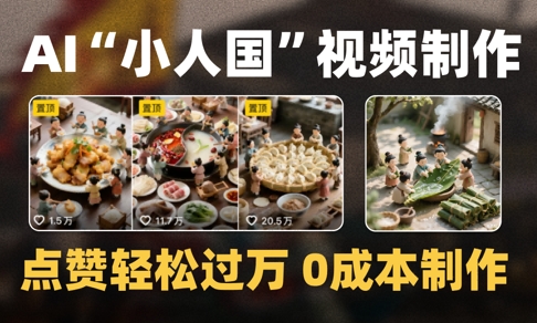 爆款1000W 播放微缩景观迷你小人国AI视频0成本制作全流程教学