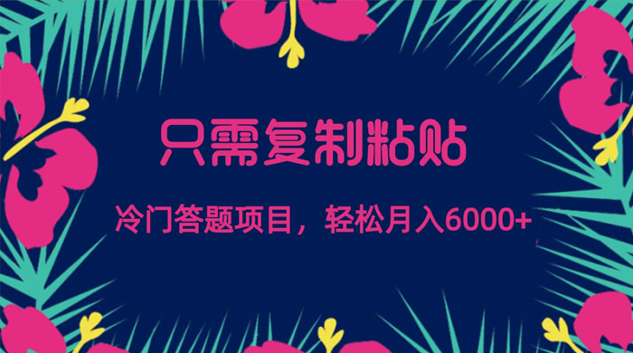 只需复制粘贴，冷门答题项目，轻松月入 6000