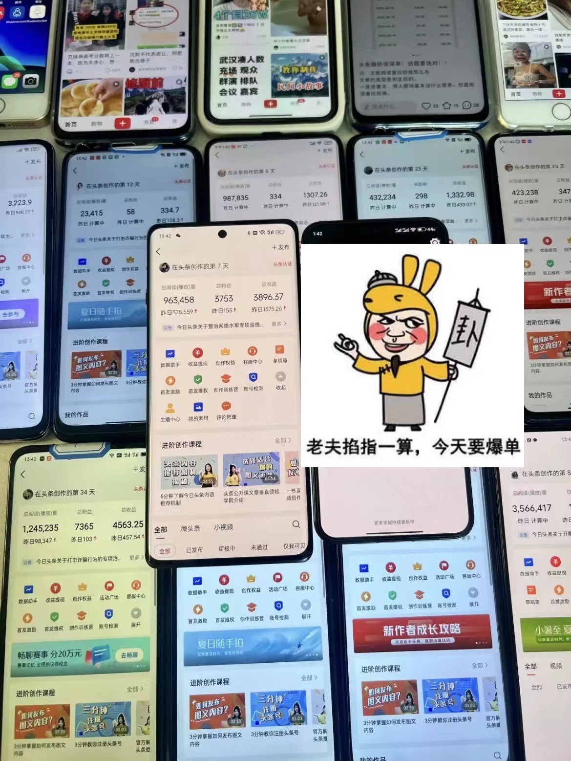 （12040期）一分钟一条 狂撸今日头条 单作品日收益300  批量日入2000 