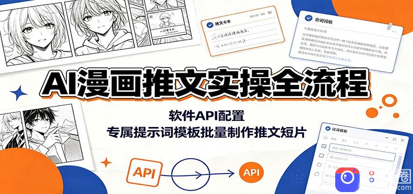 AI漫画推文实操全流程：软件API配置，专属提示词模板批量制作推文短片