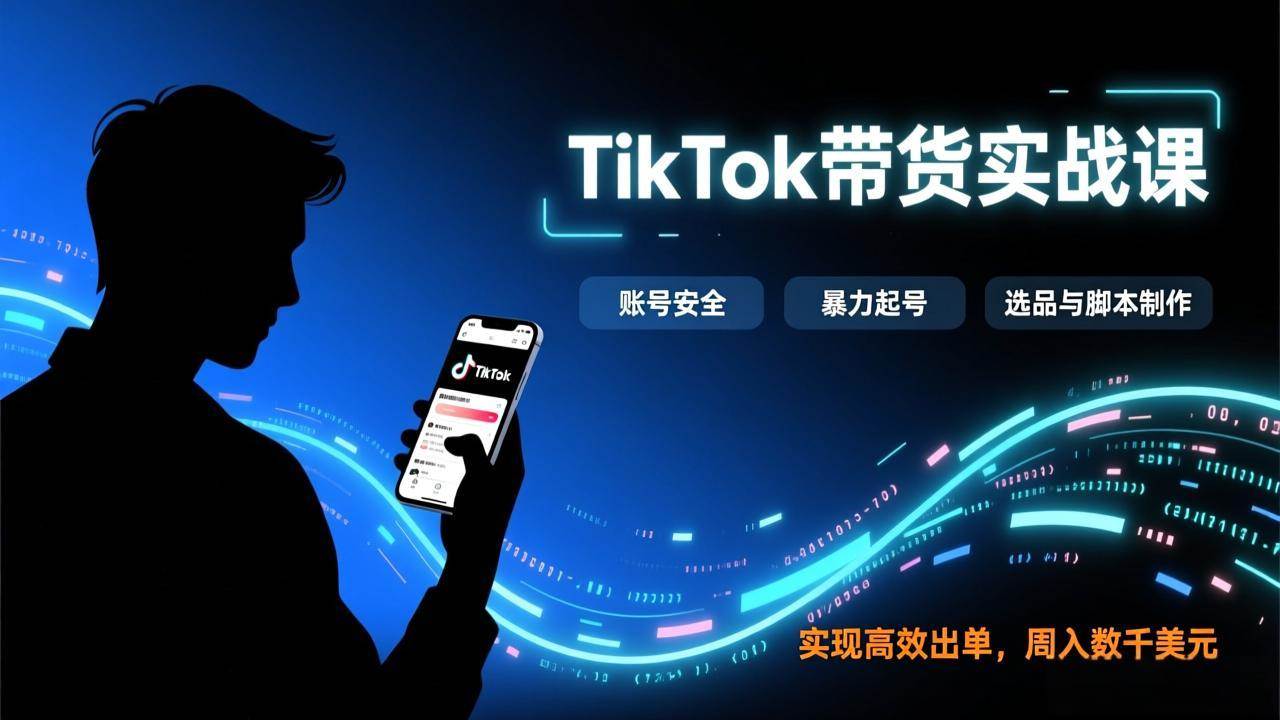 (17278期)TikTok带货实战课,涵盖账号安全、暴力起号、选品与脚本制作,实现高效出单,周入数千美元