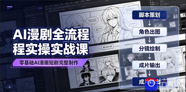 AI漫剧全流程实操实战课|零基础AI漫画短剧完整制作、脚本出图成片全链路落地教程