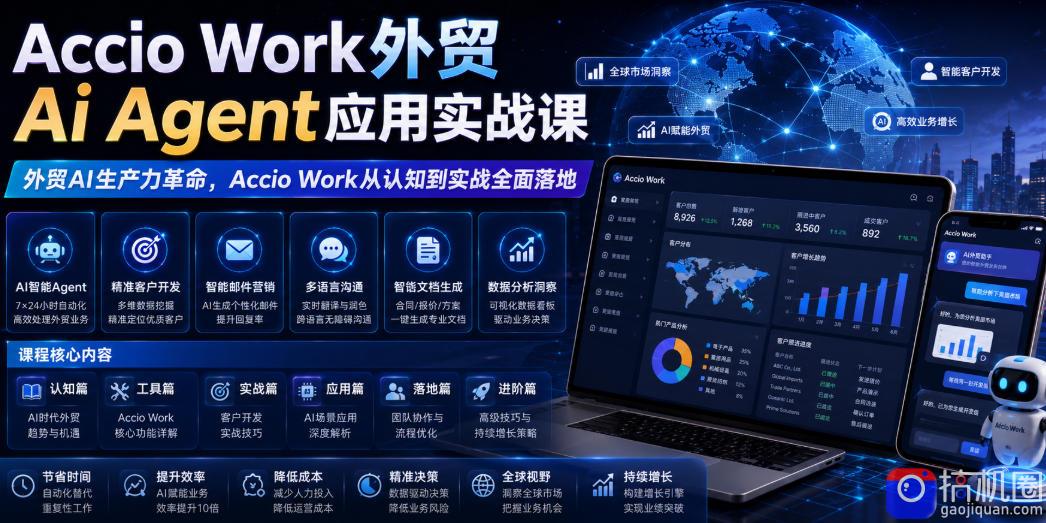 Accio Work外贸Ai Agent应用实战课，外贸AI生产力革命，Accio Work从认知到实战全面落地