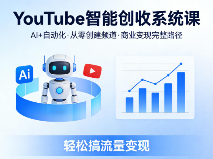 YouTube智能创收系统课,AI 自动化,从零创建YouTube频道并实现商业变现的完整路径,轻松搞流量变现