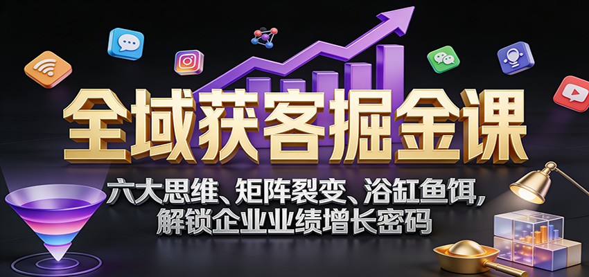 全域获客掘金课:六大思维、矩阵裂变、浴缸鱼饵,解锁企业业绩增长密码