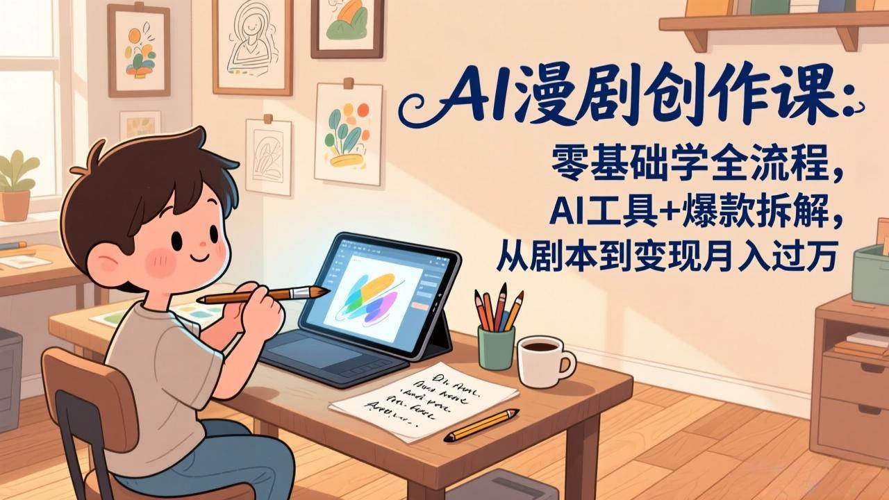 （17519期）AI漫剧创作课：零基础学全流程，AI工具 爆款拆解，从剧本到变现月入过万