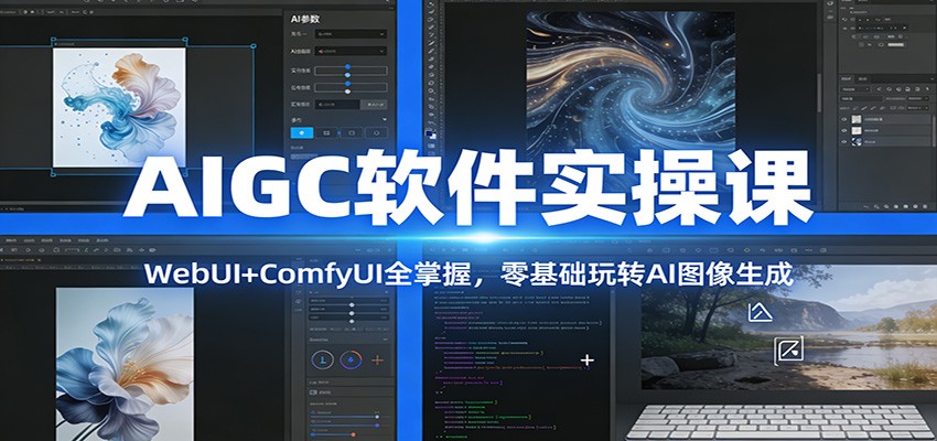 AIGC软件实操课:WebUI ComfyUI全掌握,零基础玩转AI图像生成