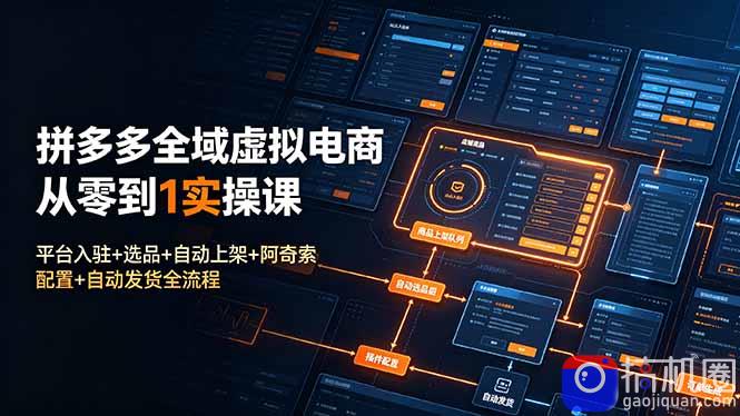 拼多多全域虚拟电商从零到1实操课：平台入驻 选品 自动上架 阿奇索配置 自动发货全流程