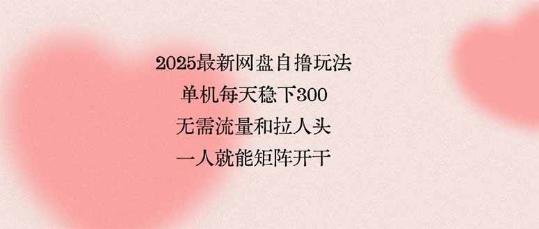 (15831期)2025最新网盘自撸玩法,单机每天稳下3张,无需流量和拉人头,一个人就…