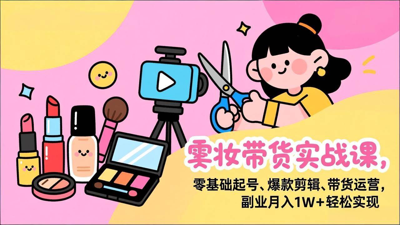 （17189期）美妆带货实战课，零基础起号、爆款剪辑、带货运营，副业月入1W 轻松实现