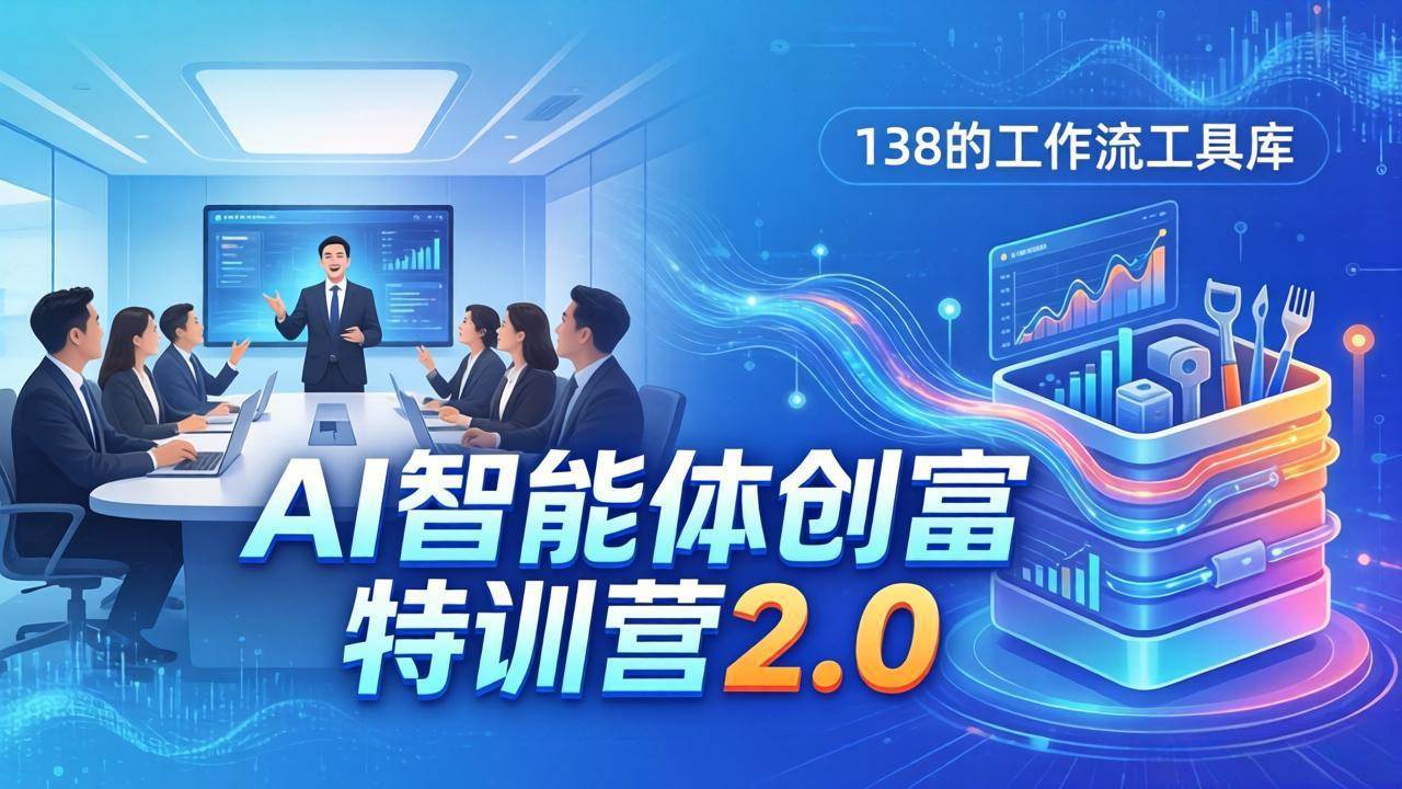 （17833期）AI智能体创富训练营2.0：3天闭门直播 视频课 工具库，从0到1搭建智能体附138个工作流