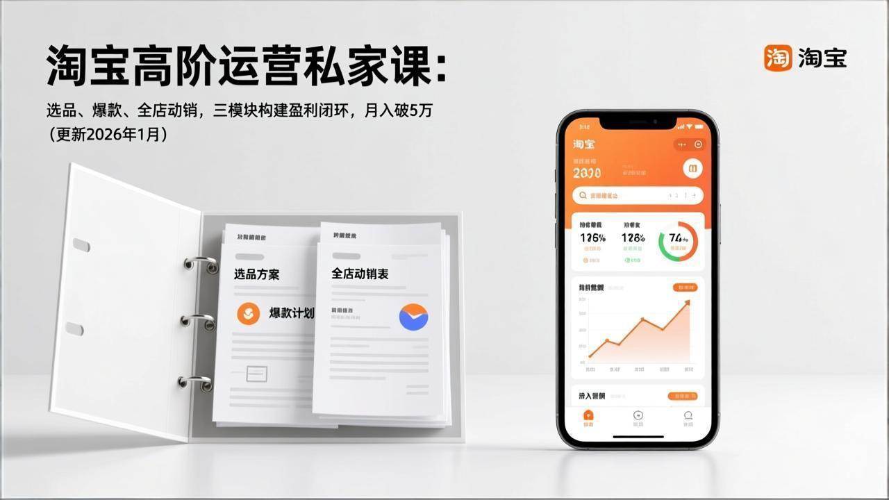 (17280期)淘宝高阶运营私家课:选品、爆款、全店动销,三模块构建盈利闭环,月入破5万(更新26年1月)