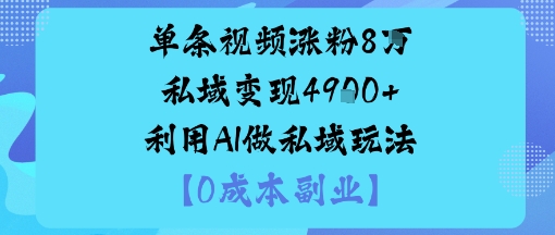 单条视频涨粉8W私域变现1k 利用AI做私域玩法