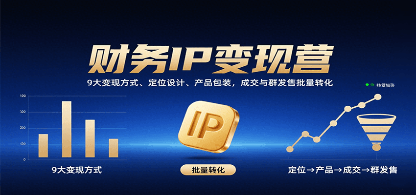 财务IP变现营:9大变现方式、定位设计、产品包装,成交与群发售批量转化
