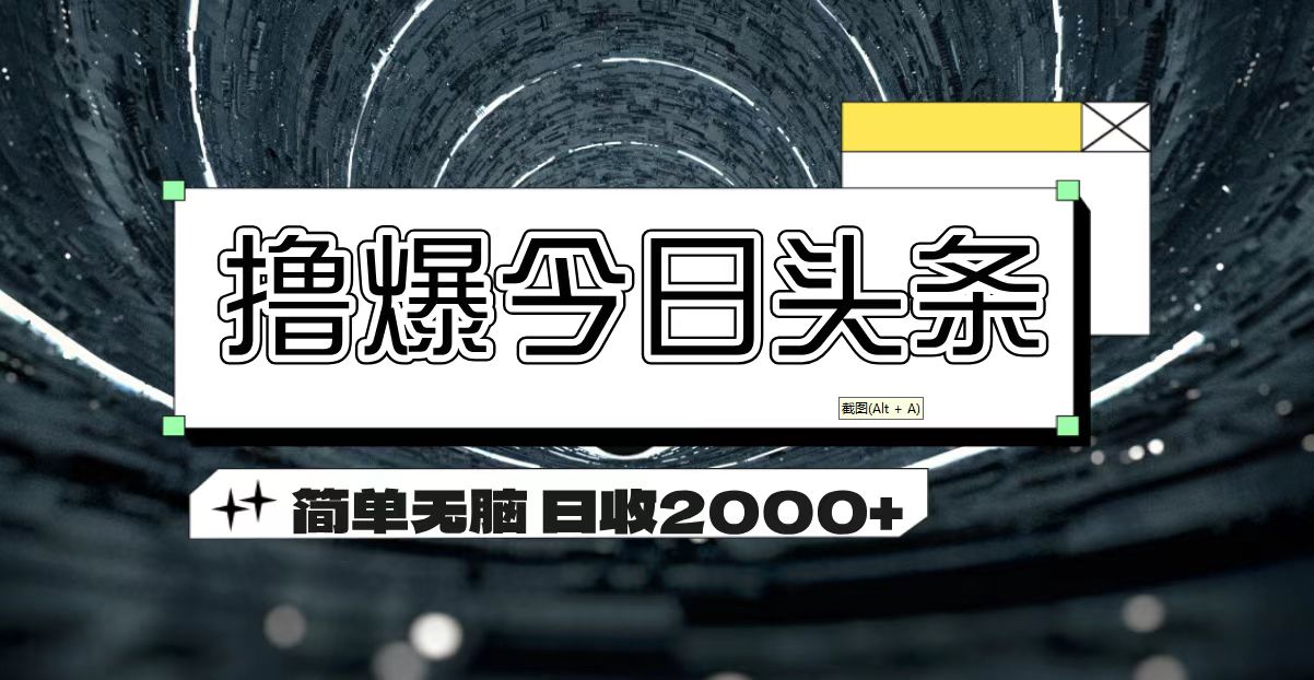 （11665期）撸爆今日头条 简单无脑操作 日收2000 