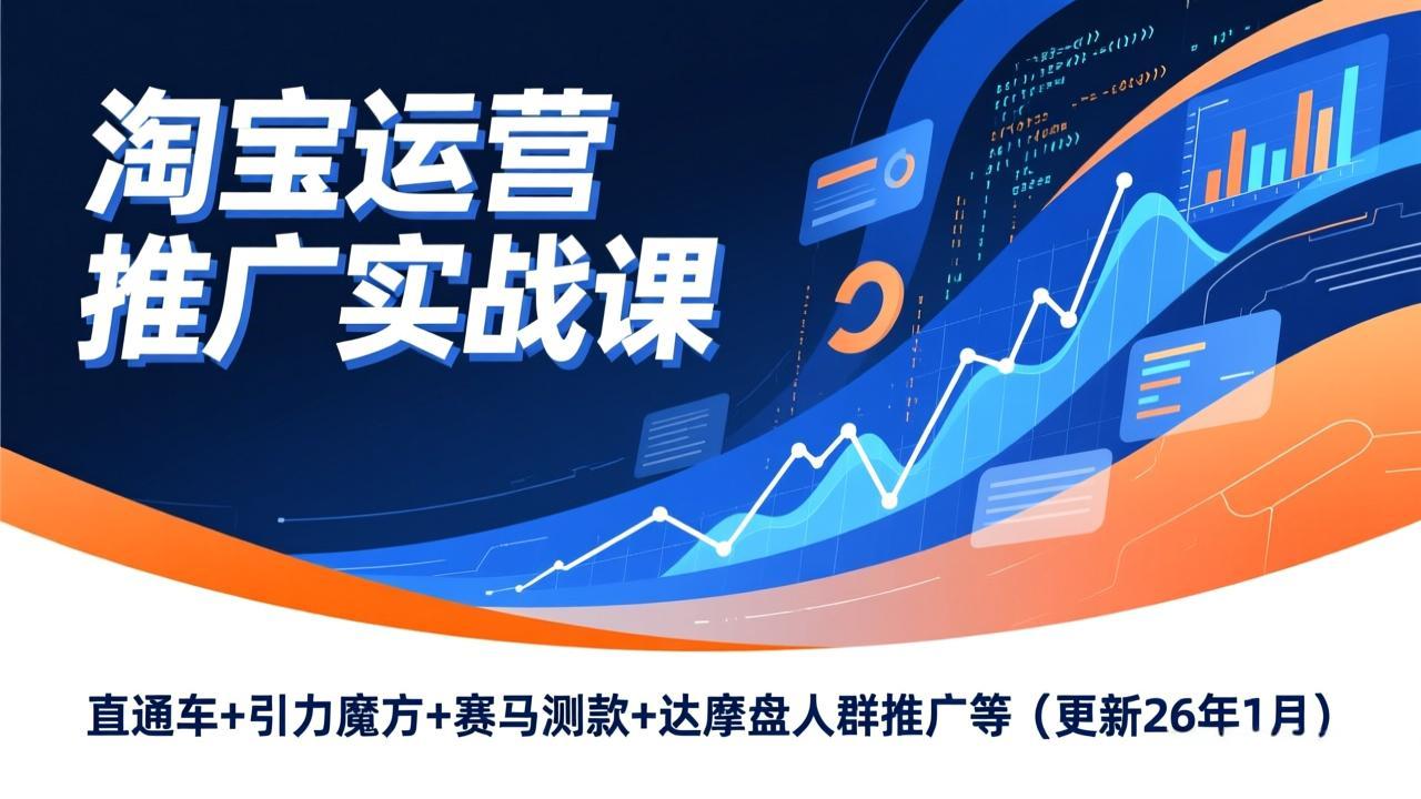淘宝运营推广实战课，直通车 引力魔方 赛马测款 达摩盘人群推广等(更新26年1月