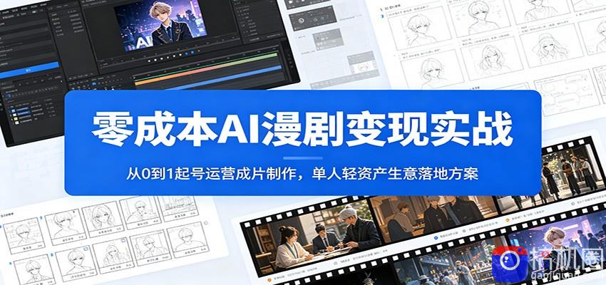 零成本AI漫剧变现实战：从0到1起号运营成片制作，单人轻资产生意落地方案