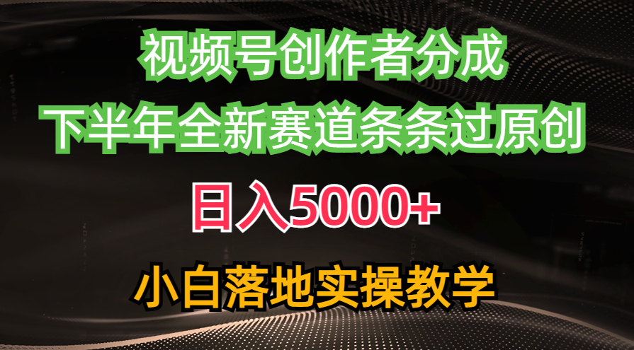 （10294期）视频号创作者分成最新玩法，日入5000  下半年全新赛道条条过原创，小…