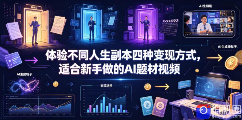体验不同人生副本四种变现方式，适合新手做的AI题材视频