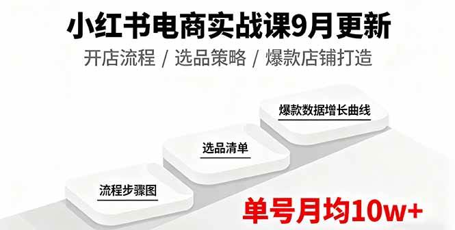 (16120期)小红书电商实战课9月更新,开店流程/选品策略/爆款店铺打造,单号月均10w