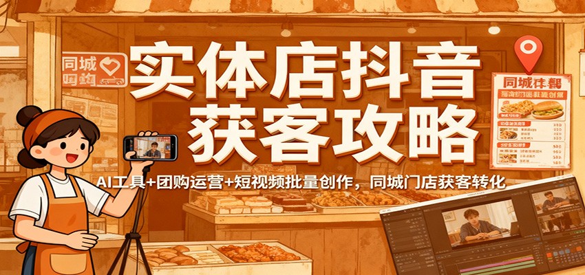 实体店抖音获客攻略：AI工具 团购运营 短视频批量创作，同城门店获客转化
