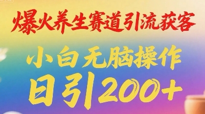爆火养生赛道引流获客，小白无脑操作，日引200 