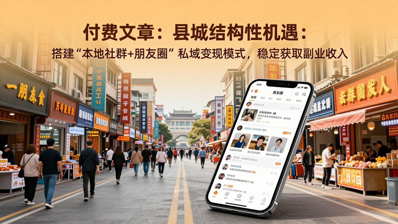 付费文章：县城结构性机遇：搭建“本地社群 朋友圈”私域变现模式，稳定获取副业收入