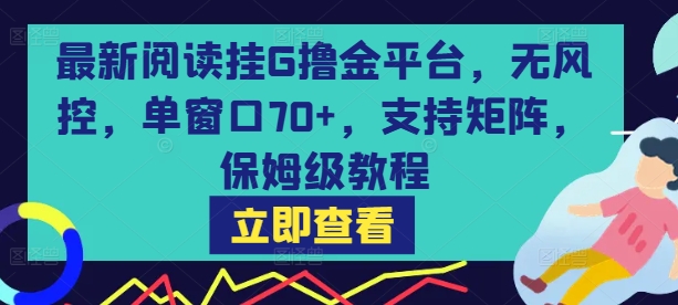 最新阅读挂G撸金平台,无风控,单窗口70 ,支持矩阵,保姆级教程【揭秘】