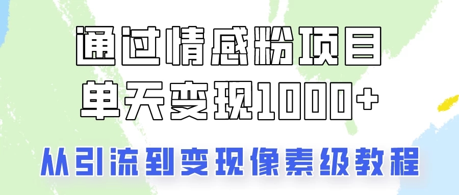 我是怎么通过情感粉项目单天变现1000 的，从引流到变现像素级教程