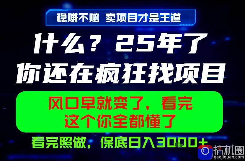 26年,请不要疯狂的找项目做了!卖项目才是真的稳賺不赔,看完照做,保底日入1k 【揭秘】
