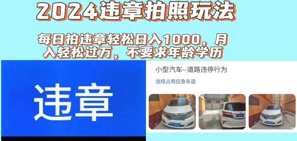 （11743期）2024违章拍照新玩法，推广躺赚 拍照赚钱双模式，日入1000 