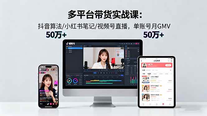 （16254期）多平台带货实战课18.0：抖音算法/小红书笔记/视频号直播，单账号月GMV50w 