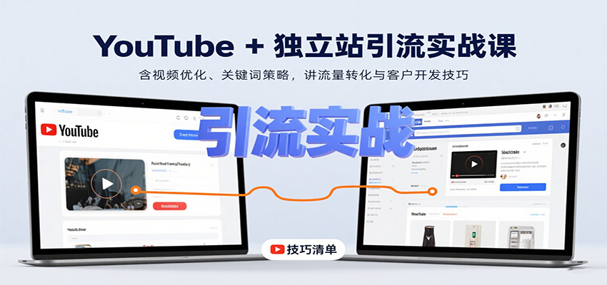 YouTube 独立站引流实战课：含视频优化、关键词策略，讲流量转化与客户开发技巧