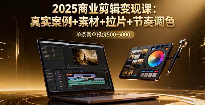 (16130期)2025商业剪辑变现课:真实案例 素材 拉片 节奏调色,单条商单报价500-5000