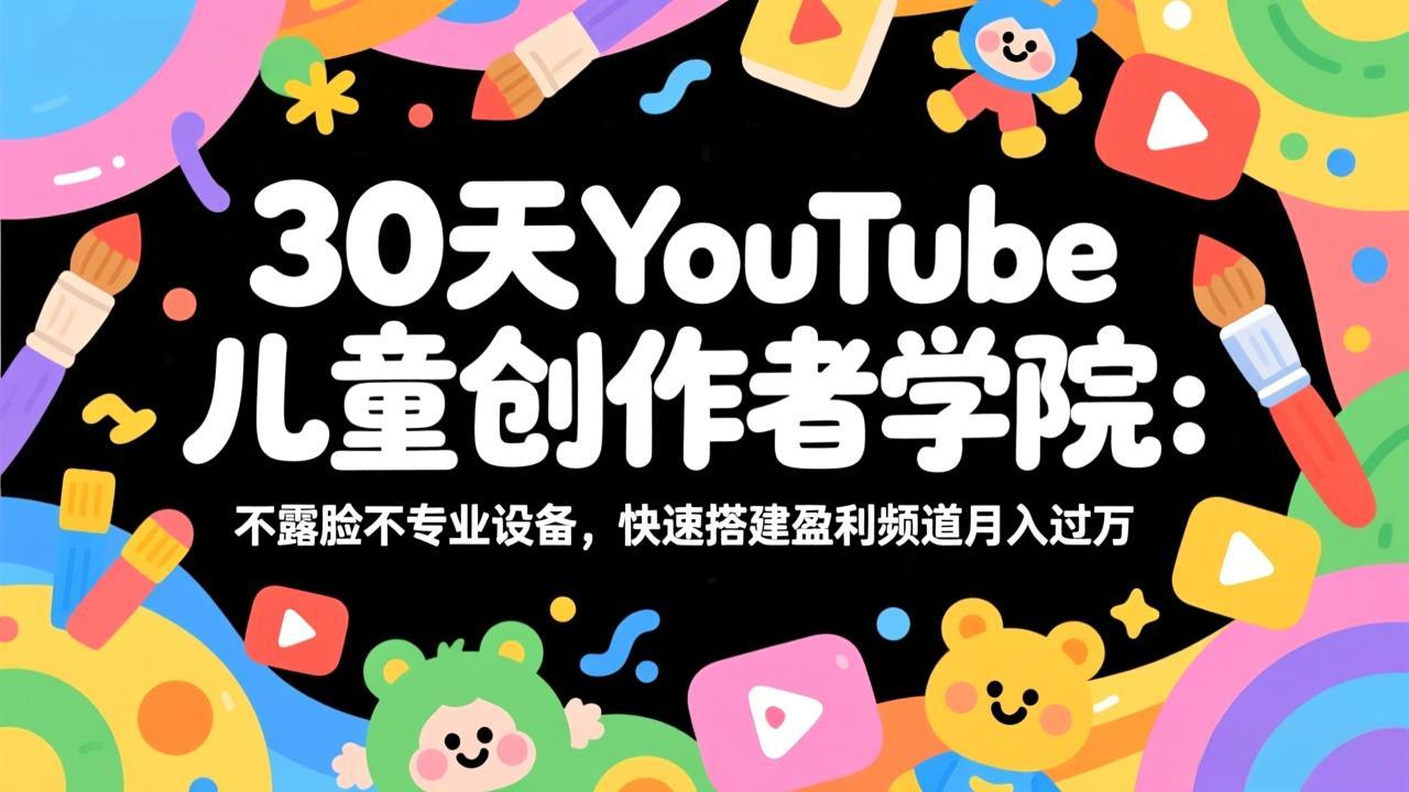 30天YouTube儿童创作者学院:不露脸不专业设备,快速搭建盈利频道月入过万