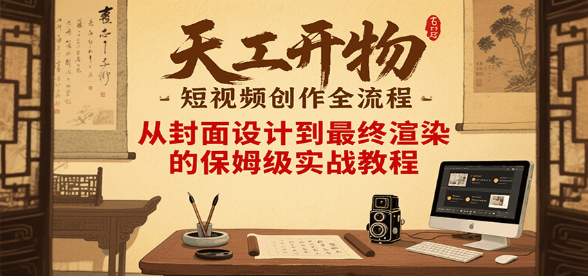 天工开物短视频创作全流程，从封面设计到最终渲染的保姆级实战教程