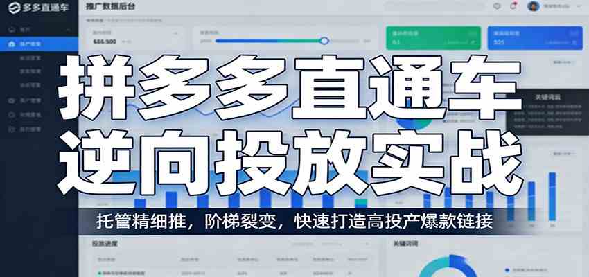 拼多多直通车逆向投放实战:托管精细推,阶梯裂变,快速打造高投产爆款链接