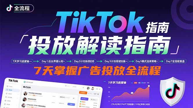 (15753期)TikTok投放解读指南:后台操作/计划建立/模式选择,7天掌握广告投放全流程