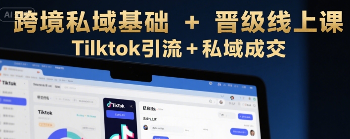 跨境私域基础 晋级线上课，Tilktok引流 私域成交