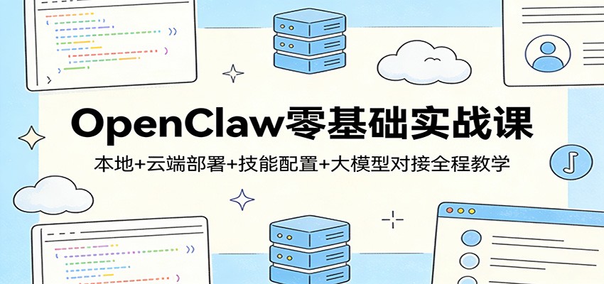OpenClaw零基础实战课：本地 云端部署 技能配置 大模型对接全程教学