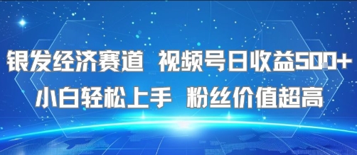 银发经济赛道 视频号日收益5张  小白轻松上手 粉丝价值超高