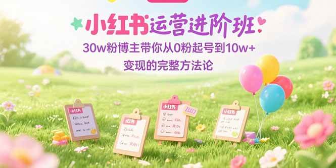 （15318期）小红书运营进阶班：30w粉博主带你从0粉起号到10w 变现的完整方法论