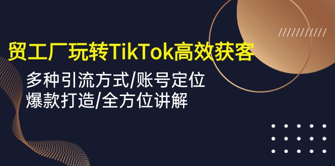 (10302期)外贸工厂玩转TikTok高效获客,多种引流方式/账号定位/爆款打造/全方位讲解