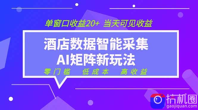 2026酒店数据采集ai智能矩阵新风口 低成本 高收益 当天见收益 单窗口20 
