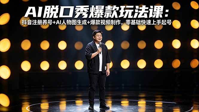 (18012期)AI脱口秀爆款玩法课:抖音注册养号 AI人物图生成 爆款视频制作,零基础快速上手起号