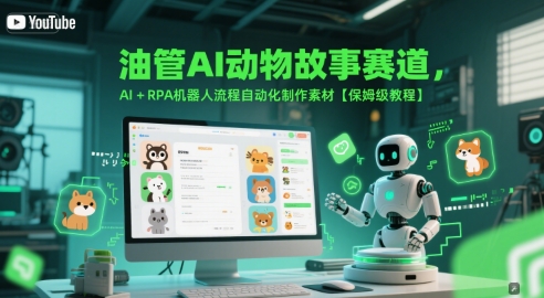 油管AI动物故事赛道,AI RPA机器人流程自动化制作素材【保姆级教程】