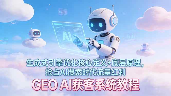 （17604期）GEO AI获客系统教程：生成式引擎优化核心定义 底层原理，抢占AI搜索时代流量红利
