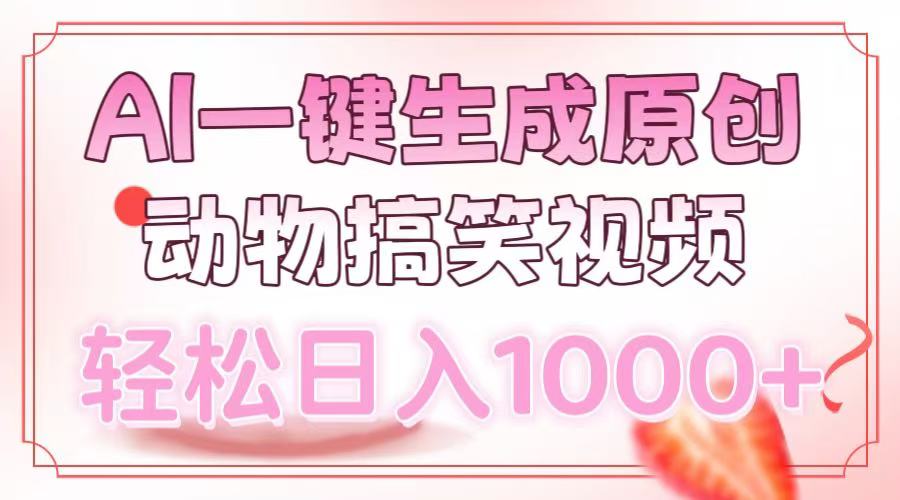 （13884期）AI一键生成原创动物搞笑视频，轻松日入1000 