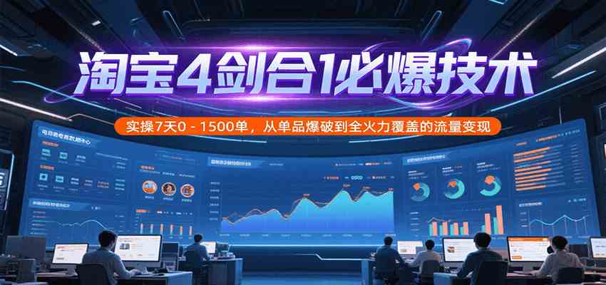 淘宝4剑合1必爆技术,实操7天0-1500单,从单品爆破到全火力覆盖的流量变现